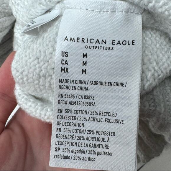 American Eagle Smiley Sweater Logo Mock Neck Lightweight Long Sleeve Size M NEW - Picture 7 of 9